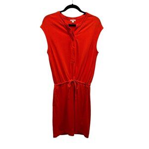 🍒 2/$20 🍒 Orange A-line Pullover Dress with Drawstring Waist, V-Neck sz M
